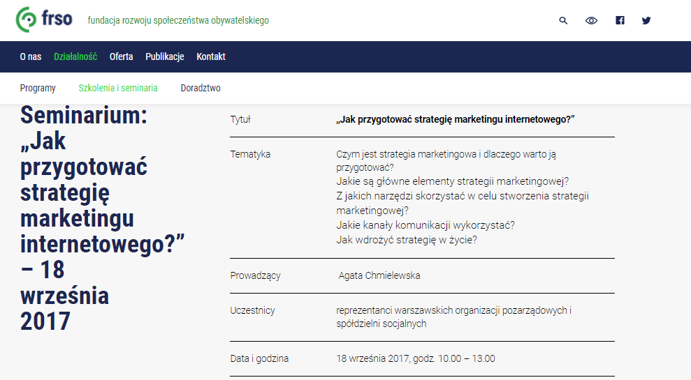 Seminarium Jak przygotować strategię marketingu internetowego