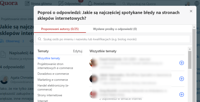 poproś o odpowiedź na Quora po polsku